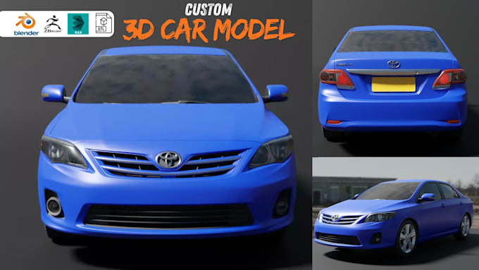 create custom 3d car modeling, car rendering, fivem car for game and 3d printing
