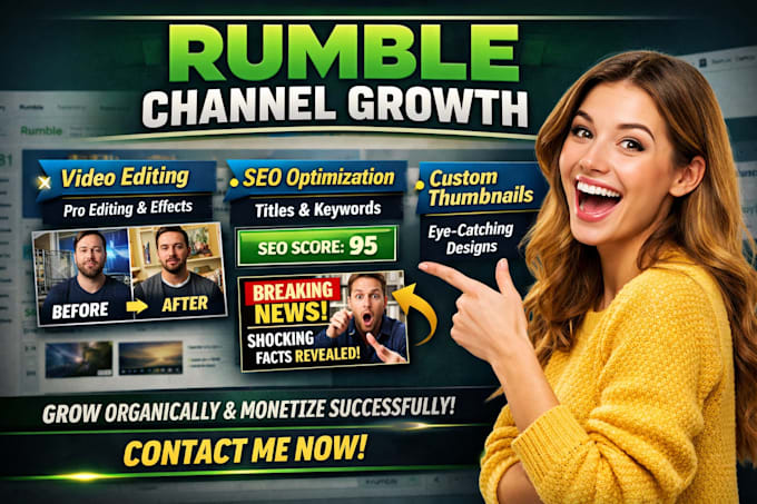 edit, optimize and grow your rumble channel professionally