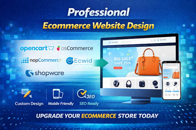 design customize your opencart oscommerce nopcommerce ecwid shopware website