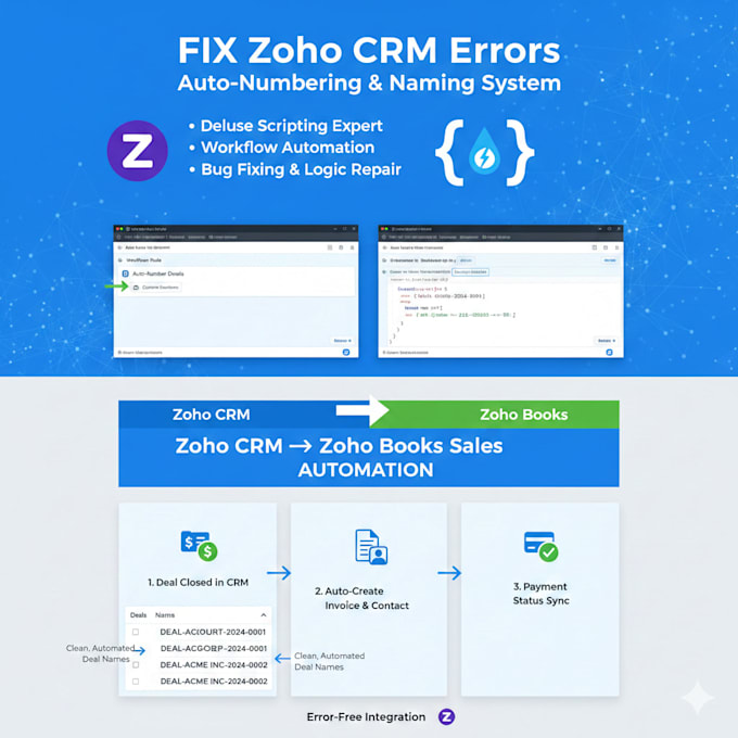 fix broken zoho CRM workflows and deluge errors