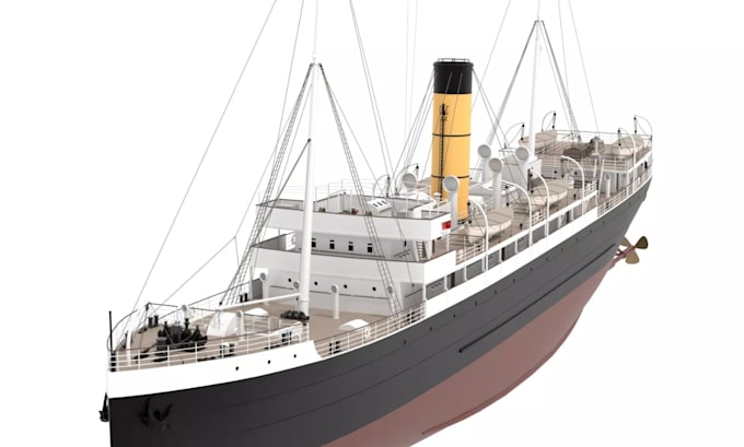 model realistic 3d ship or boat for visualization and 3d printing