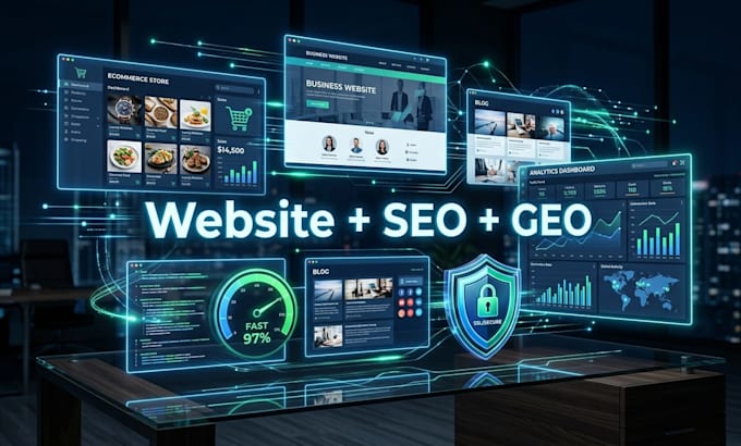 develop fully functional, custom, responsive wordpress website with SEO and GEO