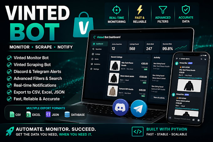 do custom vinted bot, discord vinted bot, vinted scraping bot vinted monitor bot