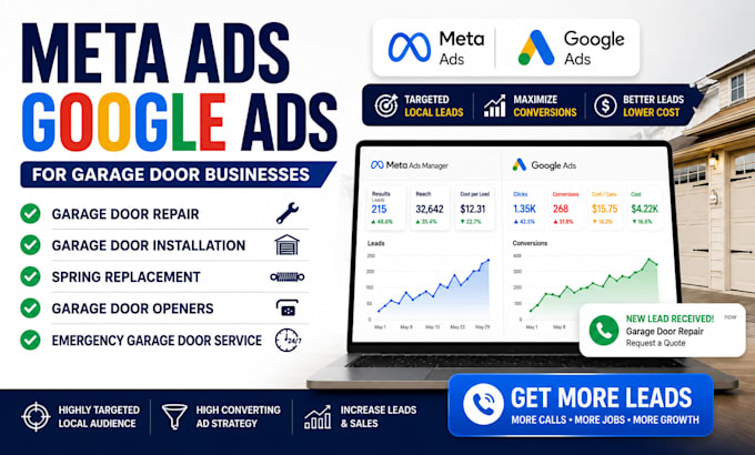 run meta ads for garage door repair installation spring opener google ads PPC