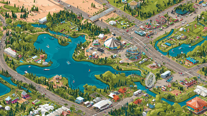 design a custom map, city illustration, and vector site plan