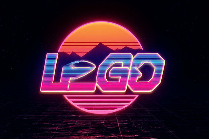 design 80s futuristic synthwave retro logo with neon
