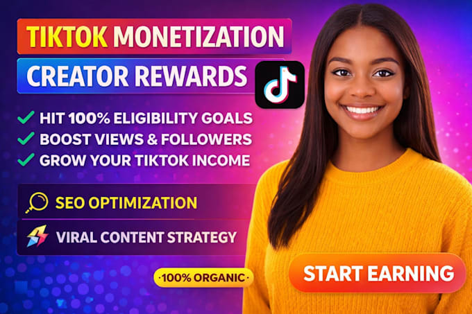 do complete tiktok monetization organically in creator rewards program account
