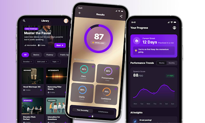 create an ai speech coaching app like boldspeak
