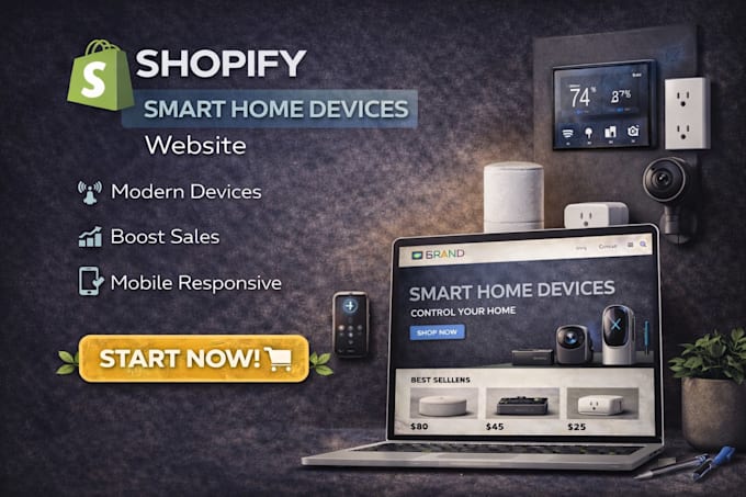 do shopify store design, shopify smart home devices website, shopify redesign