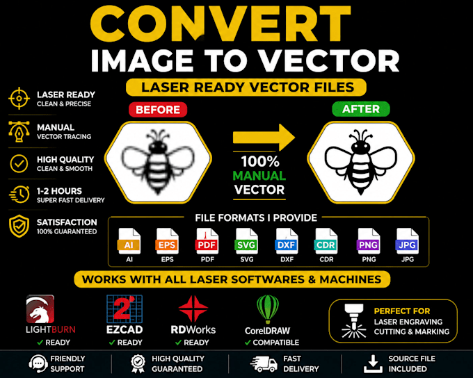 vectorize your logo or images for laser engraving dxf, svg