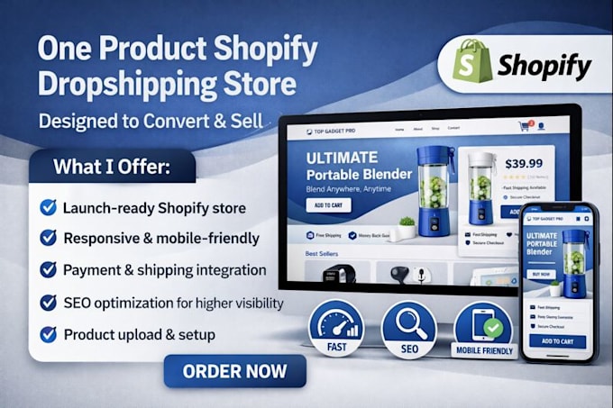 build shopify one product store niche shop or sales landing page shopify funnel