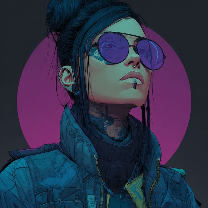 make you a cyberpunk illustration portrait