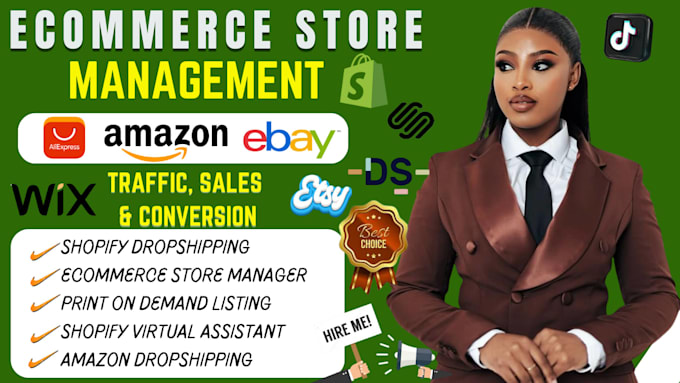 do ecommerce store setup, ebay, tiktok shop, amazon, shopify store manager