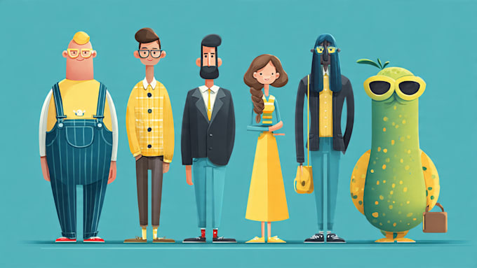 create flat design character illustrations vector