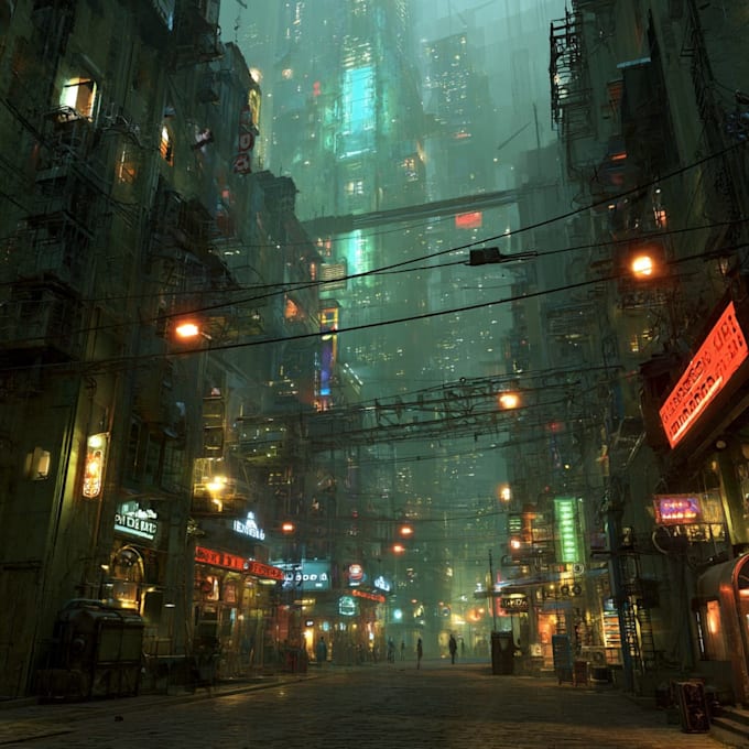 draw cyberpunk futuristic city art