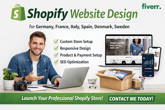 shopify website design for germany france italy spain denmark sweden business