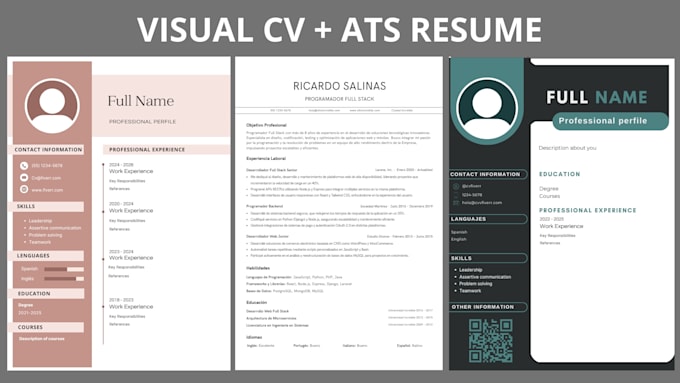 create professional cv desing, cv ats and cover letter
