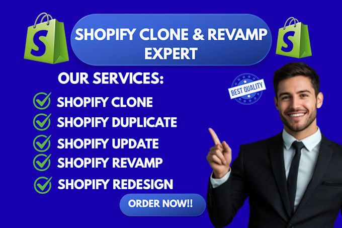 shopify clone, revamp, duplicate, shopify redesign and update your shopify store