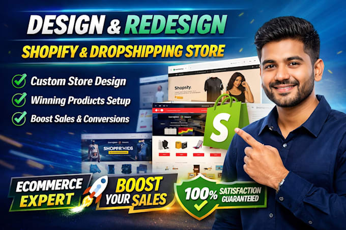 design shopify store redesign shopify website and build ecommerce store