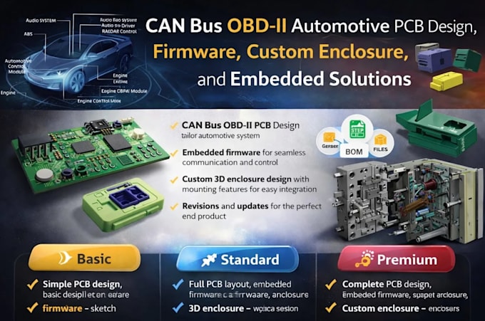 do automative pcb design, can bus, stm32, esp32, iot systems