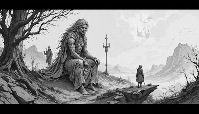 draw a fantasy sketchy illustration