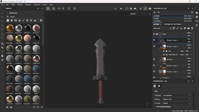 texture any 3d models in substance painter for unreal and unity