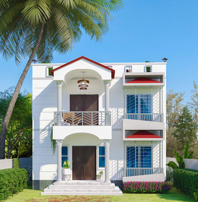 do modern exterior design and render