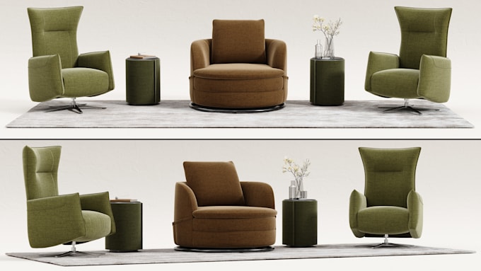 do modern chair and lounge rendering and imaging