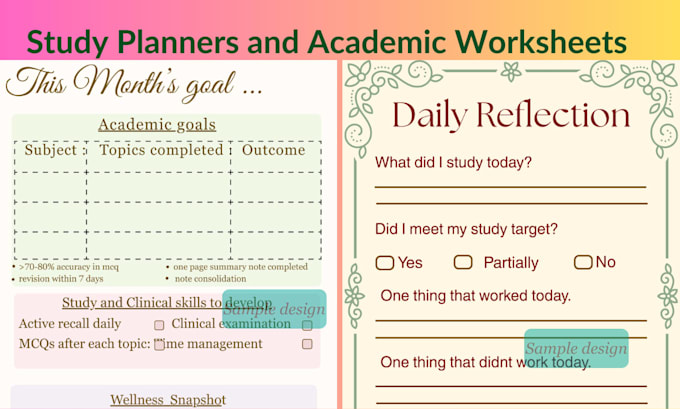 Design a custom printable study planner or worksheet in canva for ...