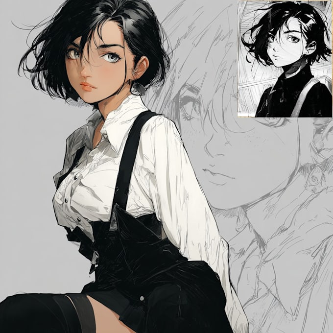 Draw anime style, fan art, design character, sfw, etc by Artflowna | Fiverr