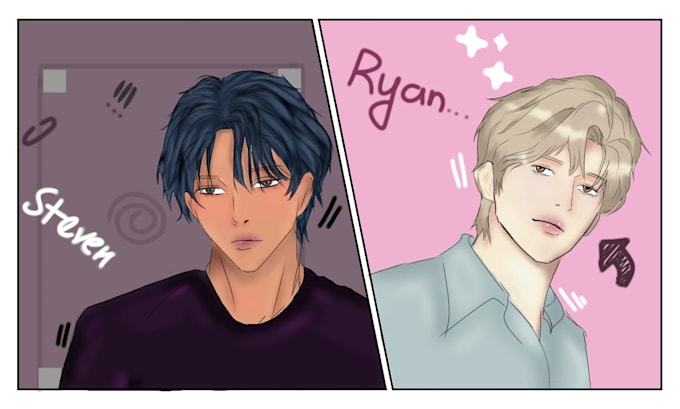 create webtoon ,anime character illustration