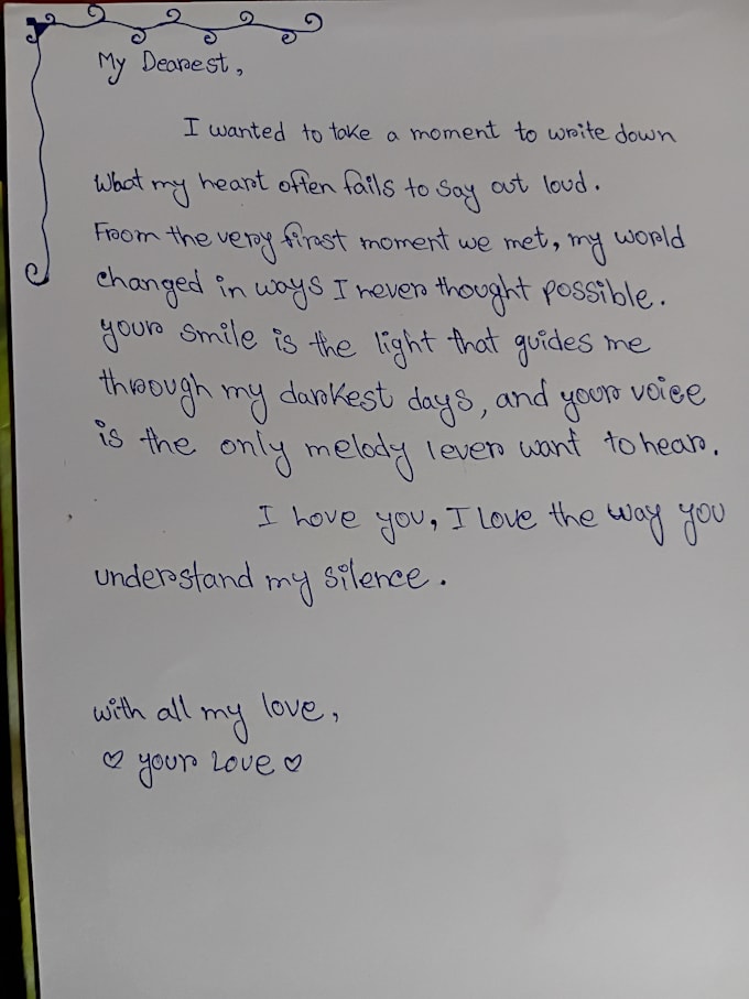 write beautiful cursive letters and greeting cards for you