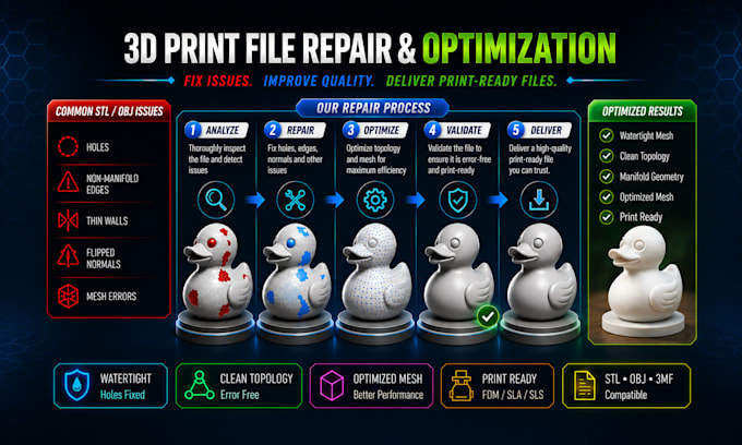 repair and optimize stl or obj files for 3d printing