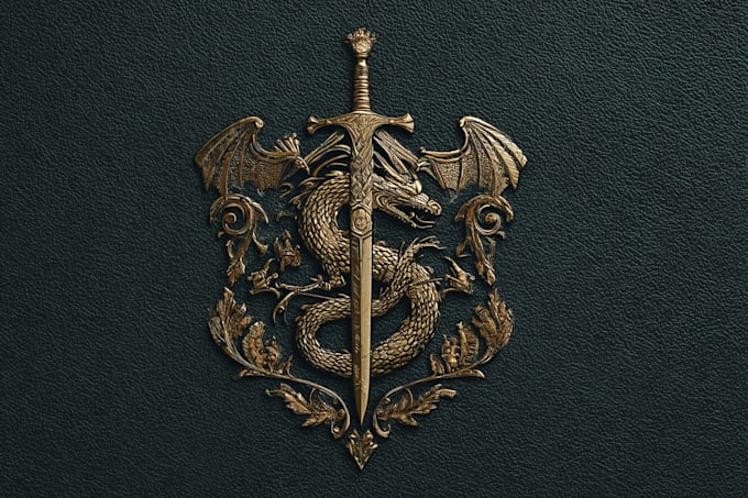 draw an fantasy medieval monogram or badge logo