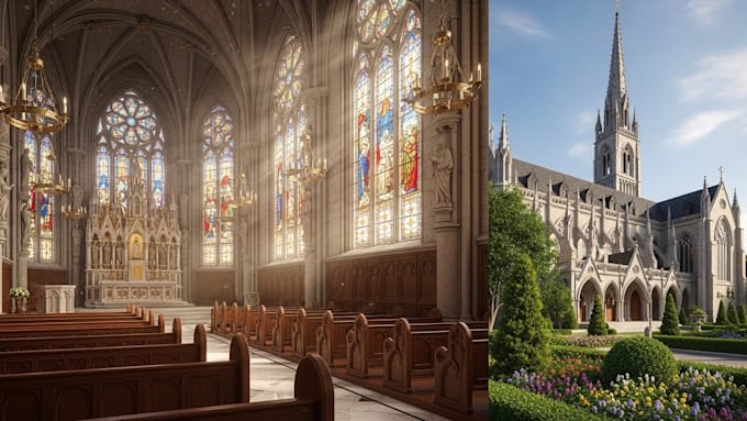 deliver professional 3d church interior and exterior visualization