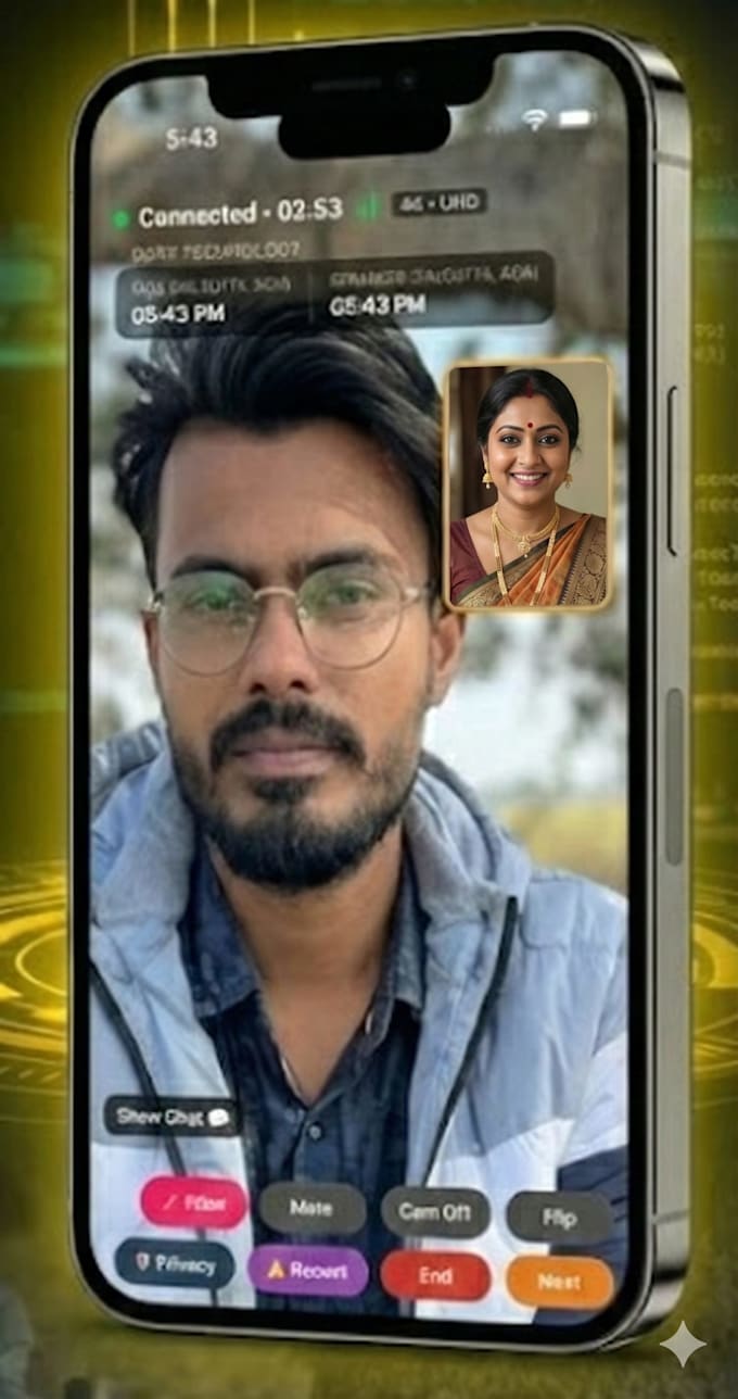 develop random video, audio and text chat app using flutter or react native
