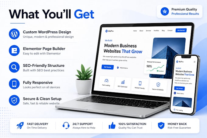 build a modern wordpress business website using elementor