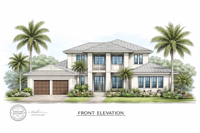 licenses architect stamped elevation drawing residential plans for florida