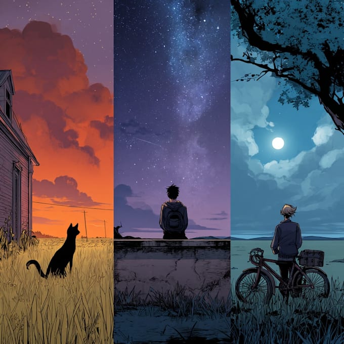 draw a comic book page illustration or webtoon episodes