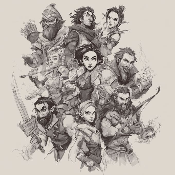 professionally draw your dnd character or party