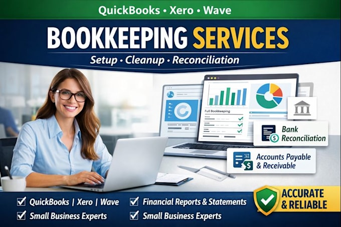 do quickbooks, xero, and wave setup, cleanup, and bookkeeping