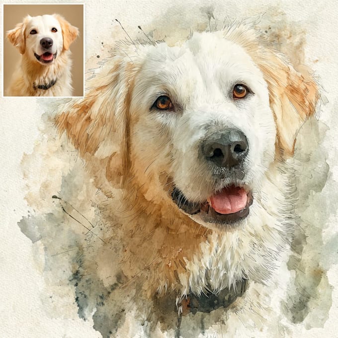 draw watercolor pet portrait