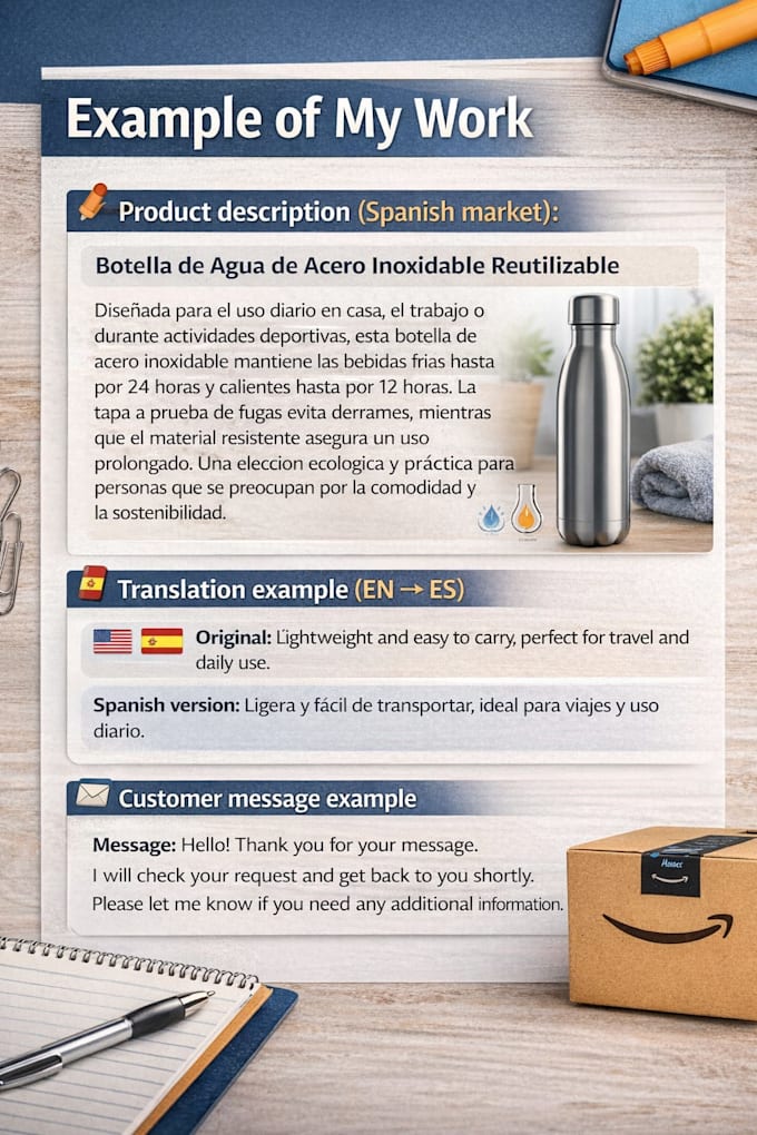 help you with amazon product listings in spanish