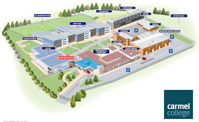 render a map illustration site plan office ,collage,school