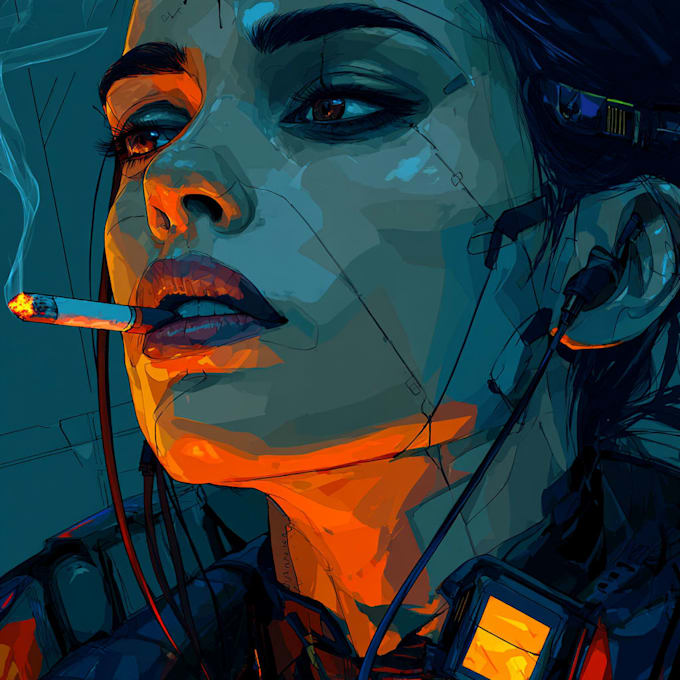 make  a cyberpunk illustration portrait