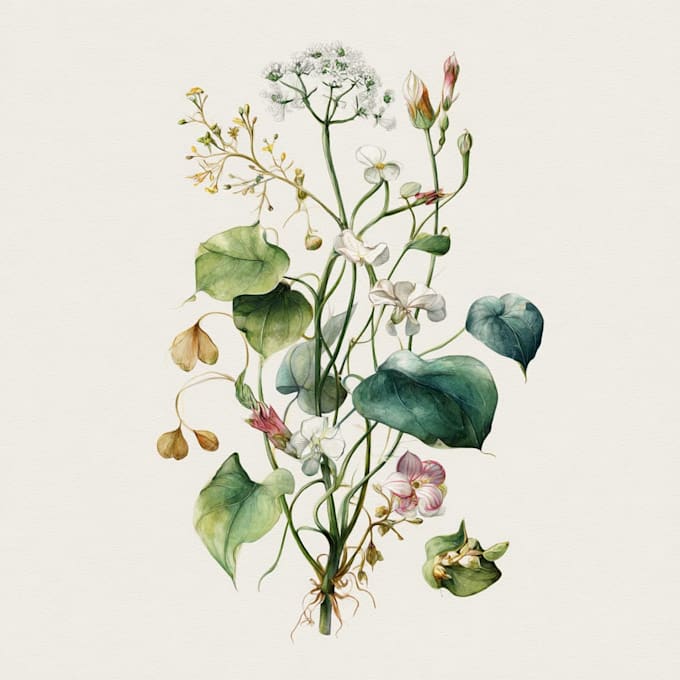 paint watercolor flowers and botanical illustrations