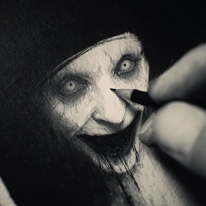 draw dark, horror, creepy art illustration
