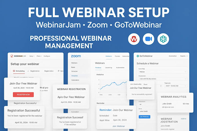 handle full webinar setup on webinarjam zoom gotowebinar