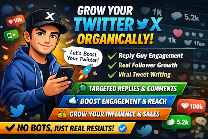 grow your twitter x organically with reply guy service, engagement boosting
