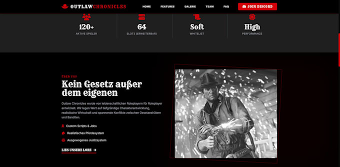 develop you a professional red dead redemption website for your game server